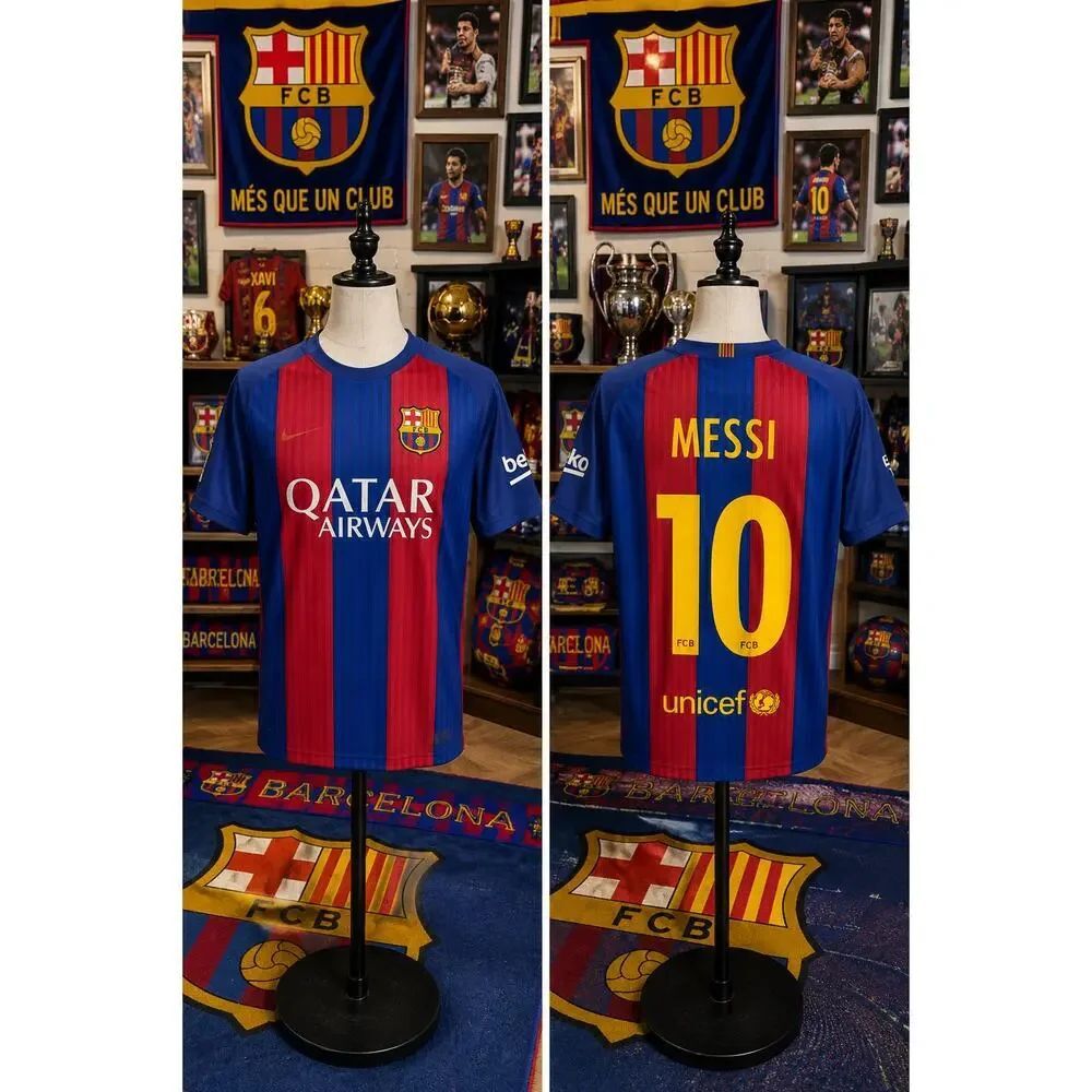 Messi FC Barcelona Qatar Airways #10 Soccer Jersey Men’s Medium